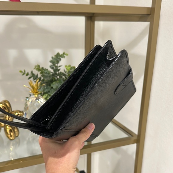 Bally Black Leather Clutch with Gold Accents - Picture 7 of 14